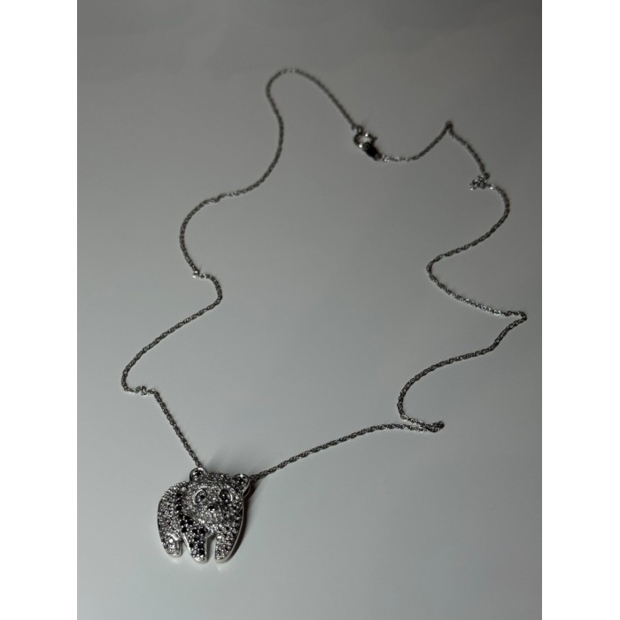 925 Sterling Silver Baby Bear CZ Necklace Length 18 Inch