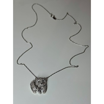 925 Sterling Silver Baby Bear CZ Necklace Length 18 Inch