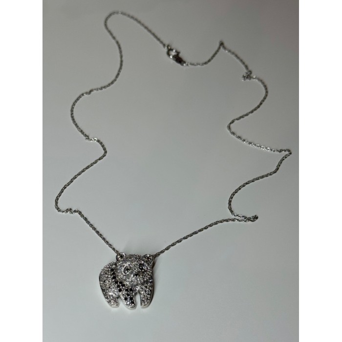 925 Sterling Silver Baby Bear CZ Necklace Length 18 Inch