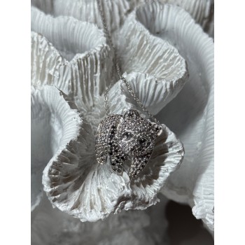 925 Sterling Silver Baby Bear CZ Necklace Length 18 Inch