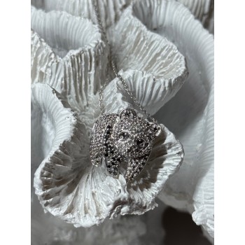 925 Sterling Silver Baby Bear CZ Necklace Length 18 Inch