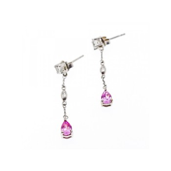 925 Sterling Silver Pink Spinel & CZ Stud Earrings