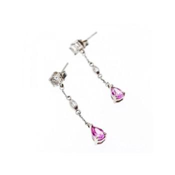 925 Sterling Silver Pink Spinel & CZ Stud Earrings
