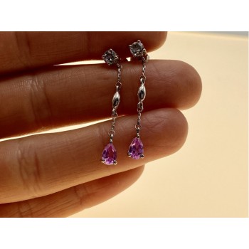 925 Sterling Silver Pink Spinel & CZ Stud Earrings