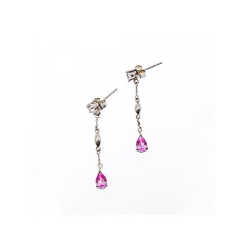 925 Sterling Silver Pink Spinel & CZ Stud Earrings