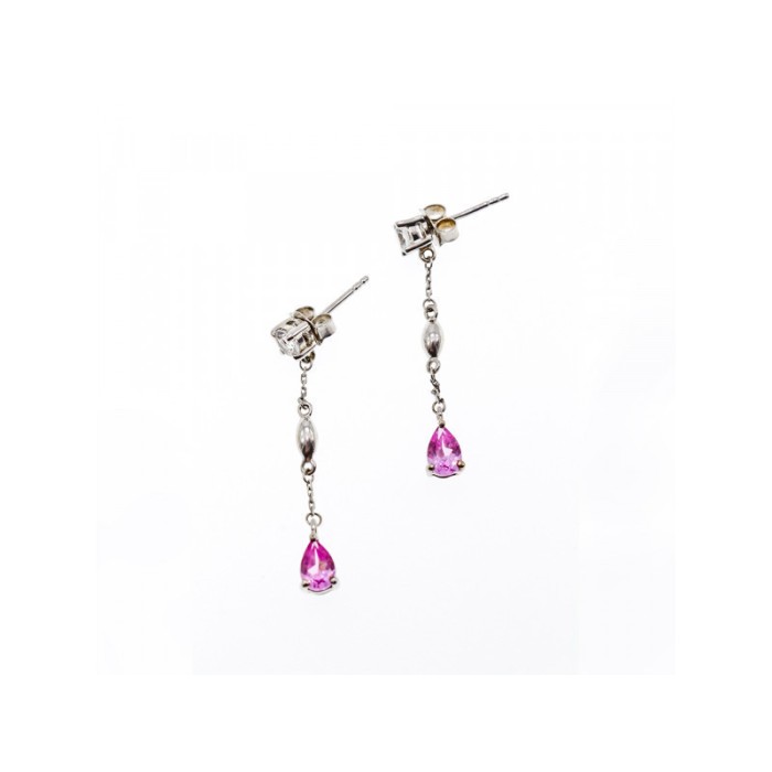 925 Sterling Silver Pink Spinel & CZ Stud Earrings