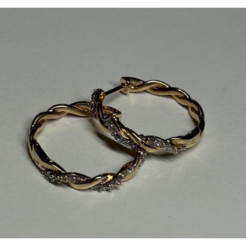 10K YELLOW GOLD  DIAMONDS 0.3 CARAT EARRINGS LENGTH 18 mm