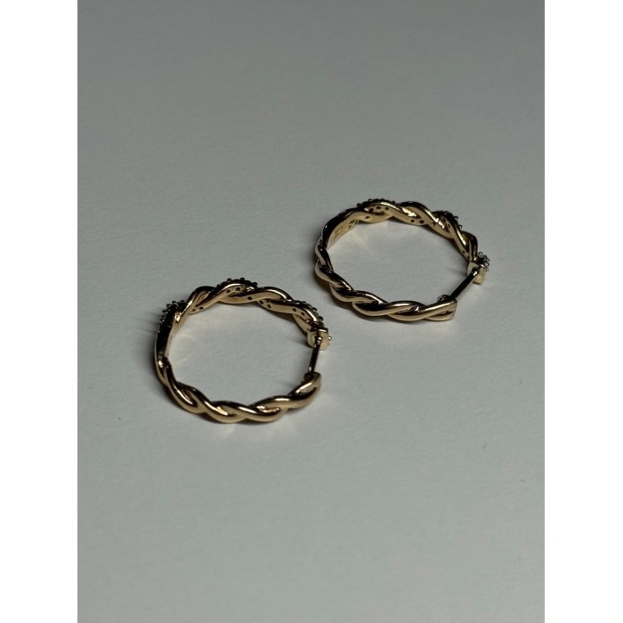 10K YELLOW GOLD  DIAMONDS 0.3 CARAT EARRINGS LENGTH 18 mm