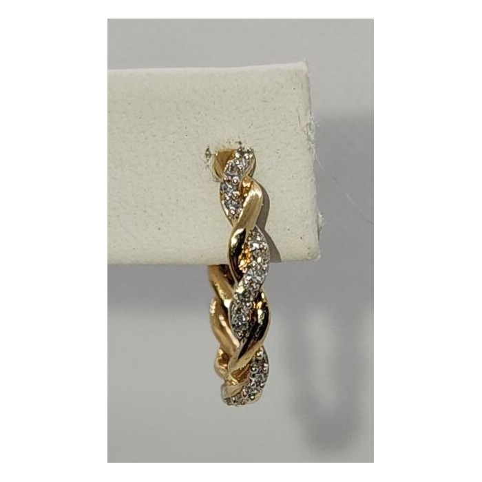 10K YELLOW GOLD  DIAMONDS 0.3 CARAT EARRINGS LENGTH 18 mm