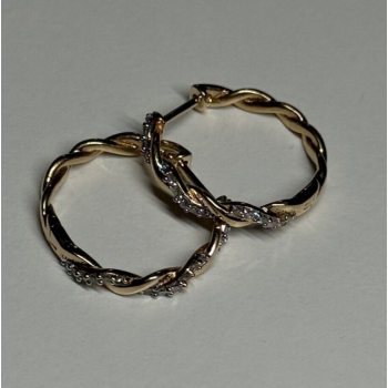 10K YELLOW GOLD  DIAMONDS 0.3 CARAT EARRINGS LENGTH 18 mm