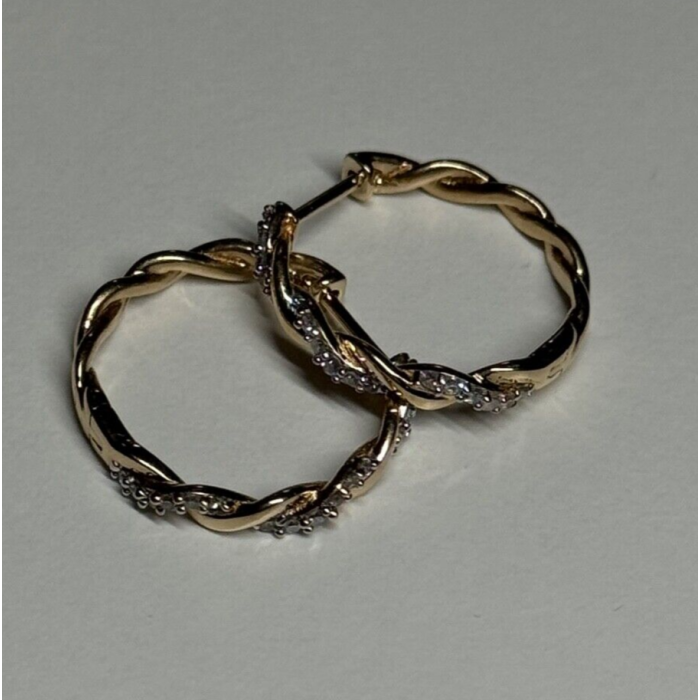 10K YELLOW GOLD  DIAMONDS 0.3 CARAT EARRINGS LENGTH 18 mm