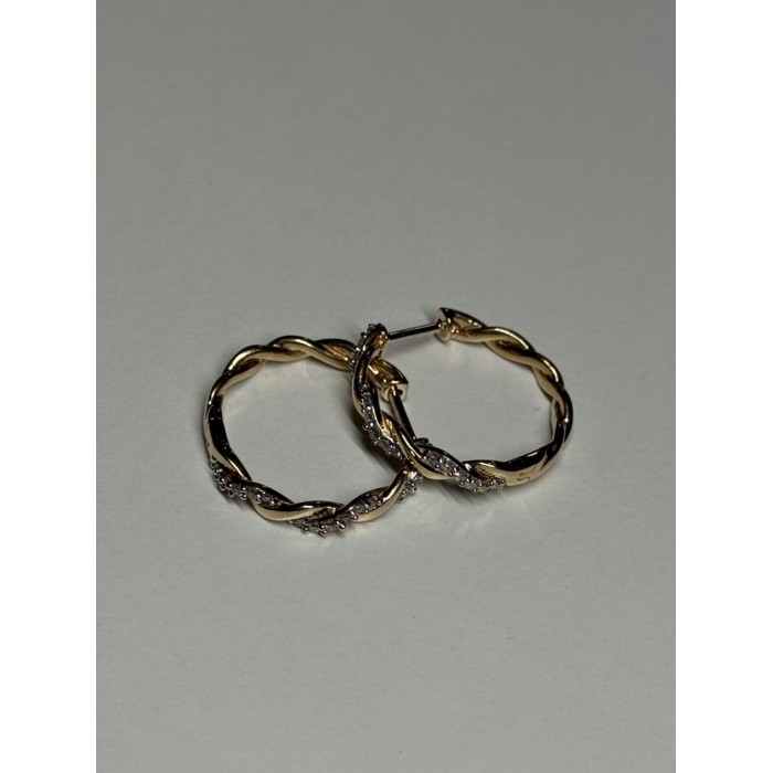 10K YELLOW GOLD  DIAMONDS 0.3 CARAT EARRINGS LENGTH 18 mm