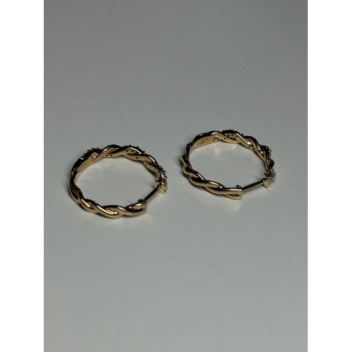 10K YELLOW GOLD  DIAMONDS 0.3 CARAT EARRINGS LENGTH 18 mm