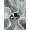 14K WHITE GOLD SAPPHIRE & DIAMONDS RING SIZE 5.5