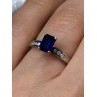 14K WHITE GOLD SAPPHIRE & DIAMONDS RING SIZE 5.5