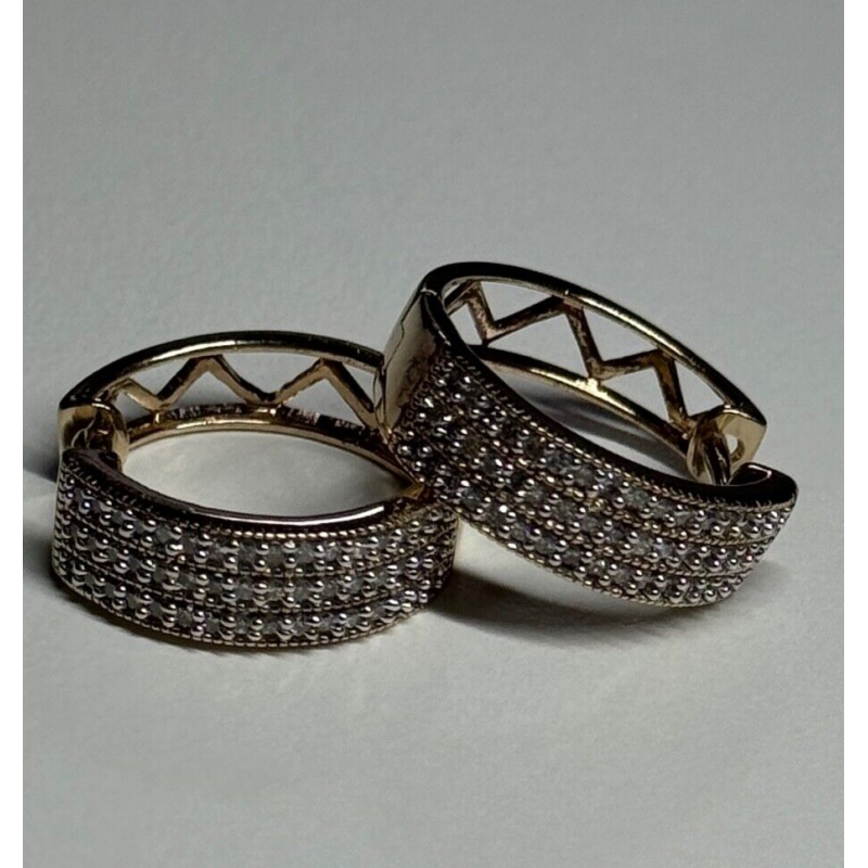 10K YELLOW GOLD  DIAMONDS 0.9 CARAT EARRINGS LENGTH 18 mm