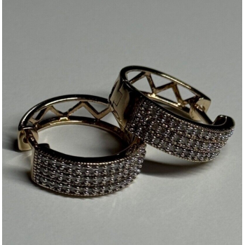 10K YELLOW GOLD  DIAMONDS 0.9 CARAT EARRINGS LENGTH 18 mm