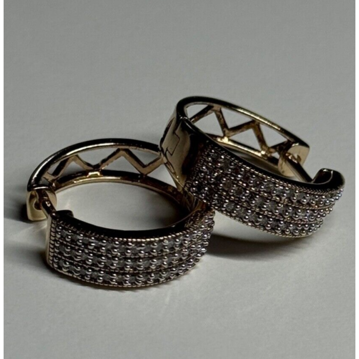 10K YELLOW GOLD  DIAMONDS 0.9 CARAT EARRINGS LENGTH 18 mm