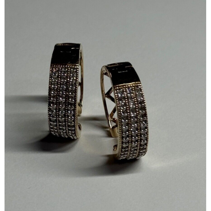 10K YELLOW GOLD  DIAMONDS 0.9 CARAT EARRINGS LENGTH 18 mm