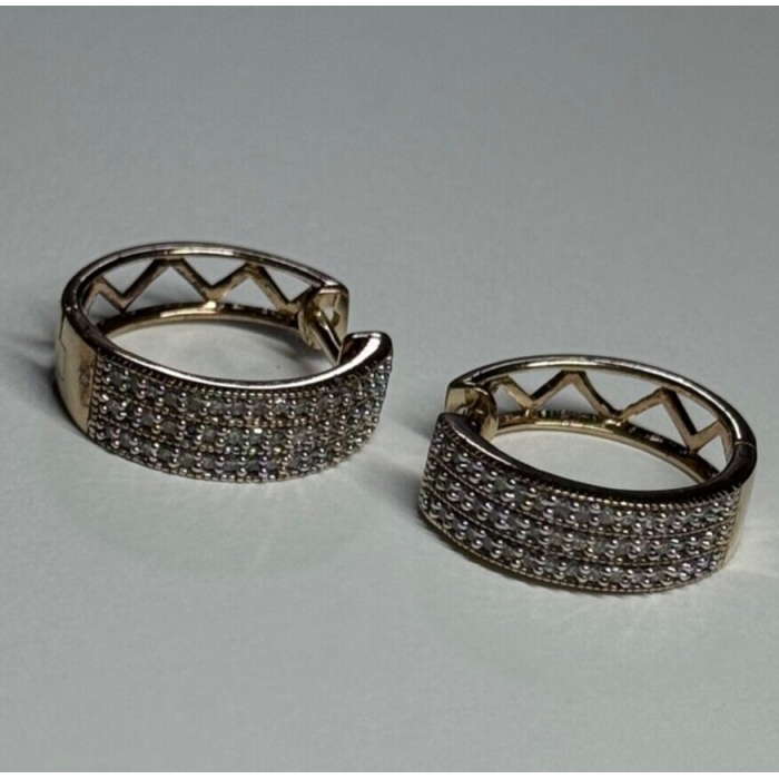 10K YELLOW GOLD  DIAMONDS 0.9 CARAT EARRINGS LENGTH 18 mm