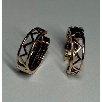 10K YELLOW GOLD  DIAMONDS 0.9 CARAT EARRINGS LENGTH 18 mm