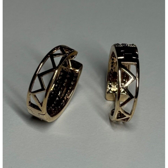 10K YELLOW GOLD  DIAMONDS 0.9 CARAT EARRINGS LENGTH 18 mm