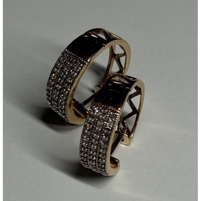 10K YELLOW GOLD  DIAMONDS 0.9 CARAT EARRINGS LENGTH 18 mm