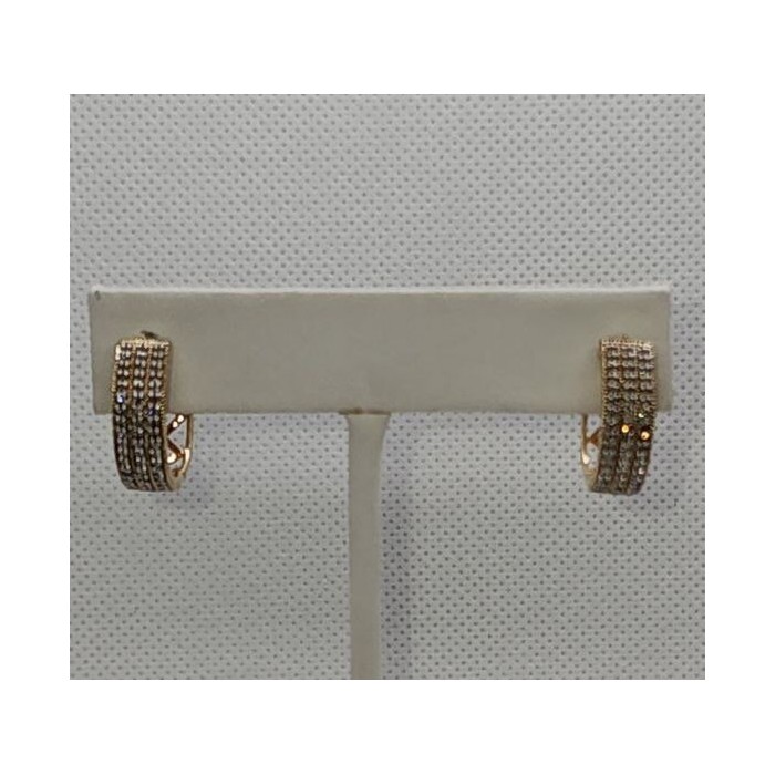 10K YELLOW GOLD  DIAMONDS 0.9 CARAT EARRINGS LENGTH 18 mm