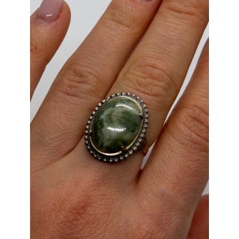 925 Sterling Silver Agate Ring Size 7
