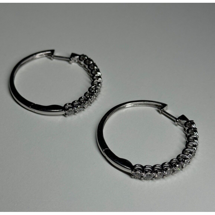 10K WHITE GOLD  DIAMONDS 0.9 CARAT EARRINGS LENGTH 34 mm