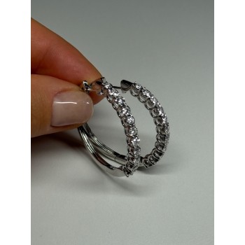 10K WHITE GOLD  DIAMONDS 0.9 CARAT EARRINGS LENGTH 34 mm