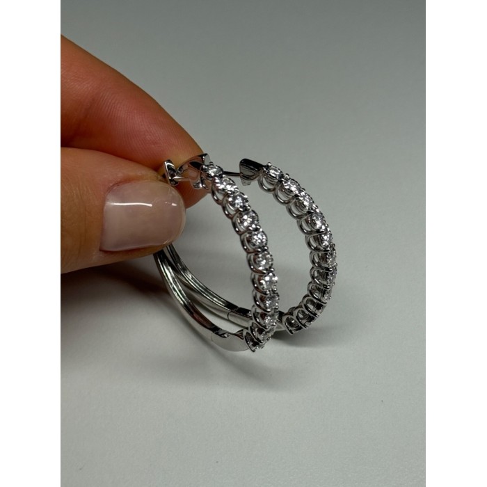 10K WHITE GOLD  DIAMONDS 0.9 CARAT EARRINGS LENGTH 34 mm