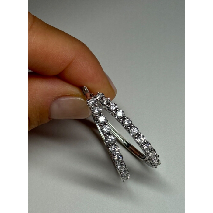 10K WHITE GOLD  DIAMONDS 0.9 CARAT EARRINGS LENGTH 34 mm