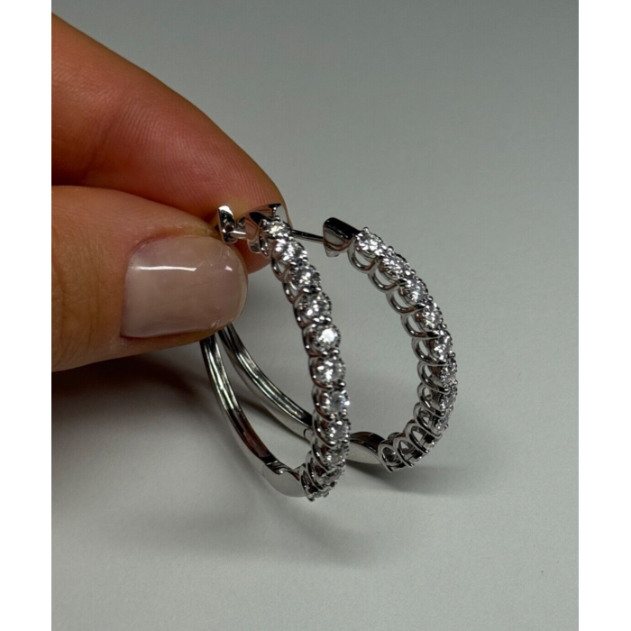 10K WHITE GOLD  DIAMONDS 0.9 CARAT EARRINGS LENGTH 34 mm