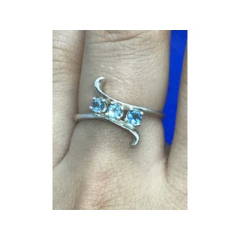 925 Sterling Silver Blue Spinel Ring Size 8