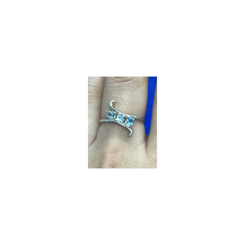925 Sterling Silver Blue Spinel Ring Size 8