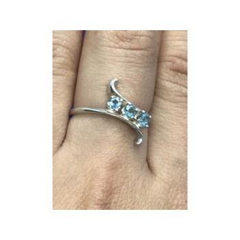 925 Sterling Silver Blue Spinel Ring Size 8