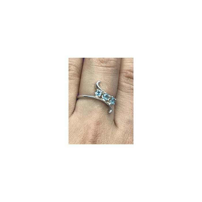 925 Sterling Silver Blue Spinel Ring Size 8