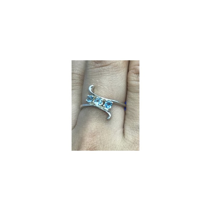 925 Sterling Silver Blue Spinel Ring Size 8