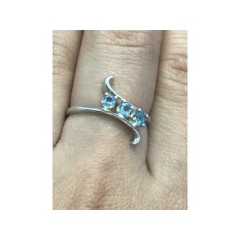 925 Sterling Silver Blue Spinel Ring Size 8