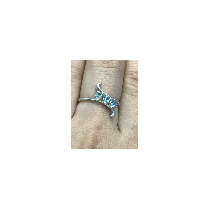 925 Sterling Silver Blue Spinel Ring Size 8