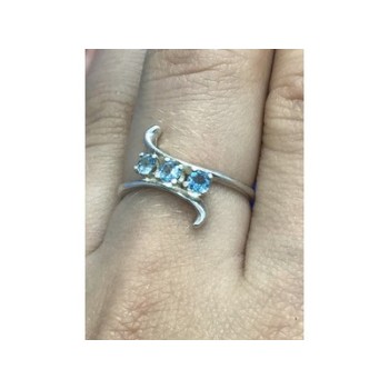 925 Sterling Silver Blue Spinel Ring Size 8