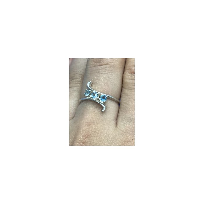 925 Sterling Silver Blue Spinel Ring Size 8