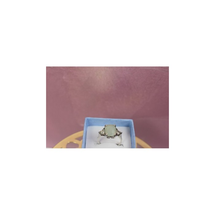 925 Sterling Silver Aventurine Ring Size 6.5