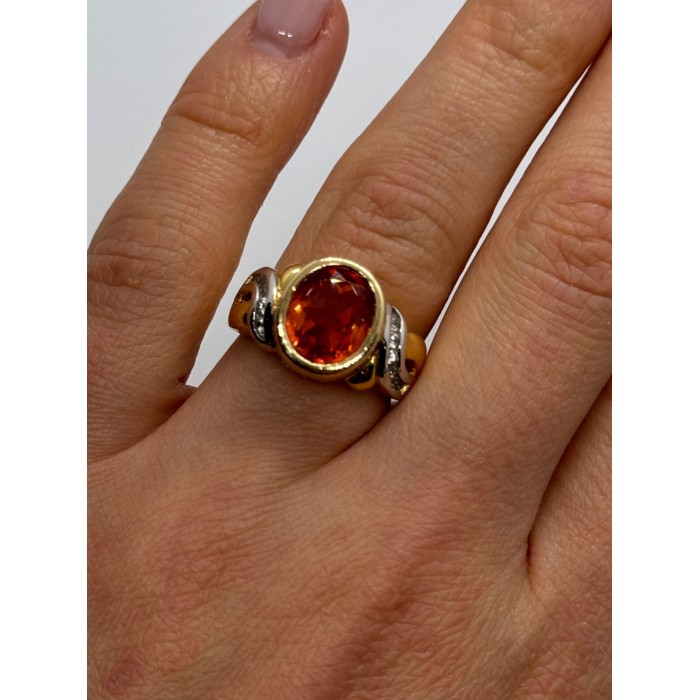 925 Sterling Silver Gold Plated CZ Ring Size 6