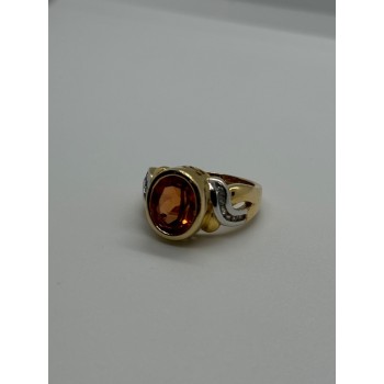 925 Sterling Silver Gold Plated CZ Ring Size 6