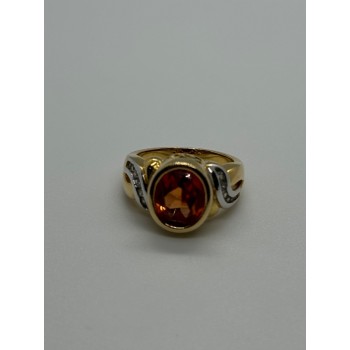 925 Sterling Silver Gold Plated CZ Ring Size 6