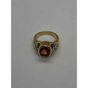 925 Sterling Silver Gold Plated CZ Ring Size 6