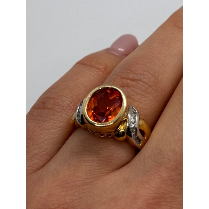 925 Sterling Silver Gold Plated CZ Ring Size 6