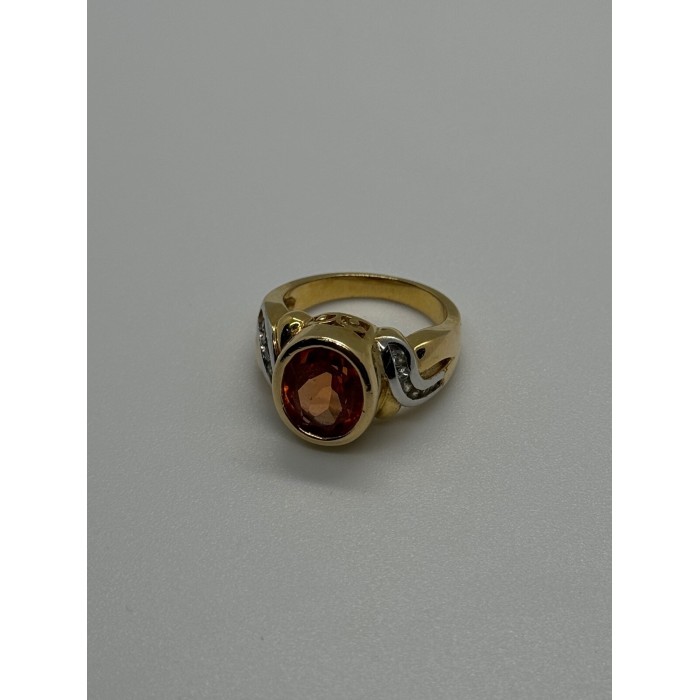 925 Sterling Silver Gold Plated CZ Ring Size 6